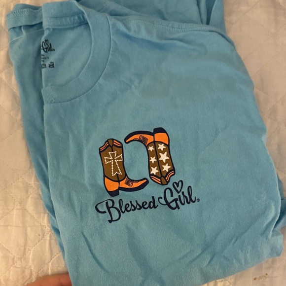 Blessed Girl Blue T-Shirt - Picture 1 of 4